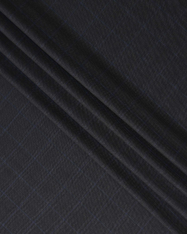 Charcoal Windowpane Wool Suiting Piece