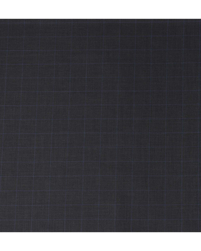 Charcoal Windowpane Wool Suiting Piece