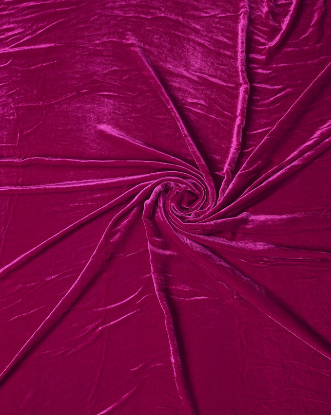 Magenta Pink Premium Silk Blended Velvet Fabric with Lustrous Sheen and Smooth Draping Finish, 140 Cms Width, Made in China-D25904