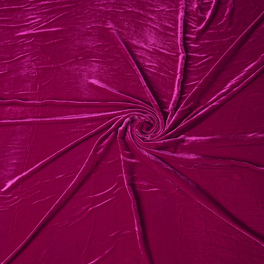 Magenta Pink Premium Silk Blended Velvet Fabric with Lustrous Sheen and Smooth Draping Finish, 140 Cms Width, Made in China-D25904