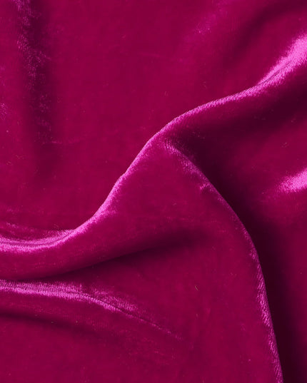 Magenta Pink Premium Silk Blended Velvet Fabric with Lustrous Sheen and Smooth Draping Finish, 140 Cms Width, Made in China-D25904