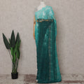 Emerald Teal Ombre Chantilly Lace Saree