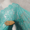 Emerald Teal Ombre Chantilly Lace Saree