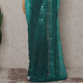 Emerald Teal Ombre Chantilly Lace Saree