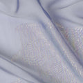 Powder Blue Abstract Metallic Lurex Design Premium French Silk Chiffon Fabric, 110 Cms Width, Made in France-D25733
