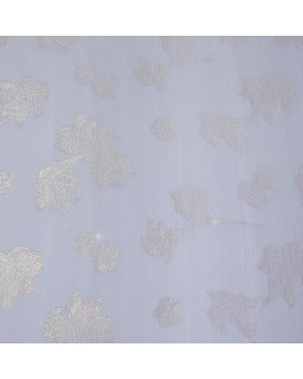 Powder Blue Abstract Metallic Lurex Design Premium French Silk Chiffon Fabric, 110 Cms Width, Made in France-D25733