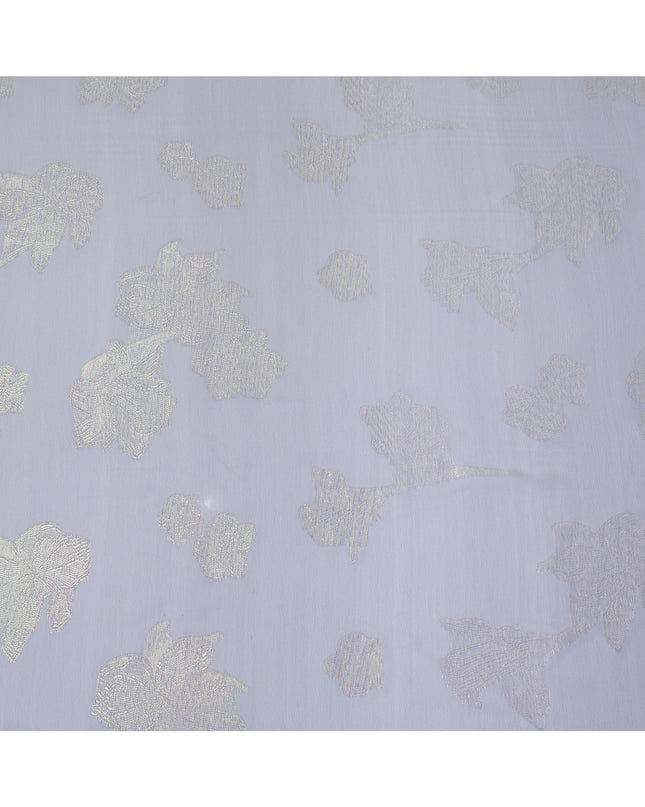 Powder Blue Abstract Metallic Lurex Design Premium French Silk Chiffon Fabric, 110 Cms Width, Made in France-D25733