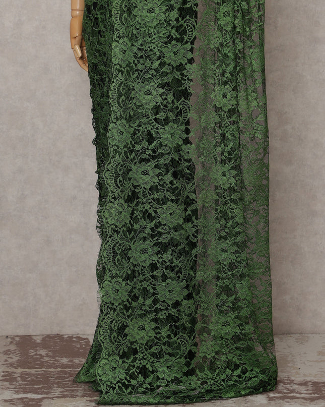 Forest Green French Chantilly Lace Saree