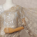 Champagne Gold Premium 2-Tone French Chantilly Lace Saree Fabric 5.5 Mtrs with 110 Cms Width – Imported from France-D25651