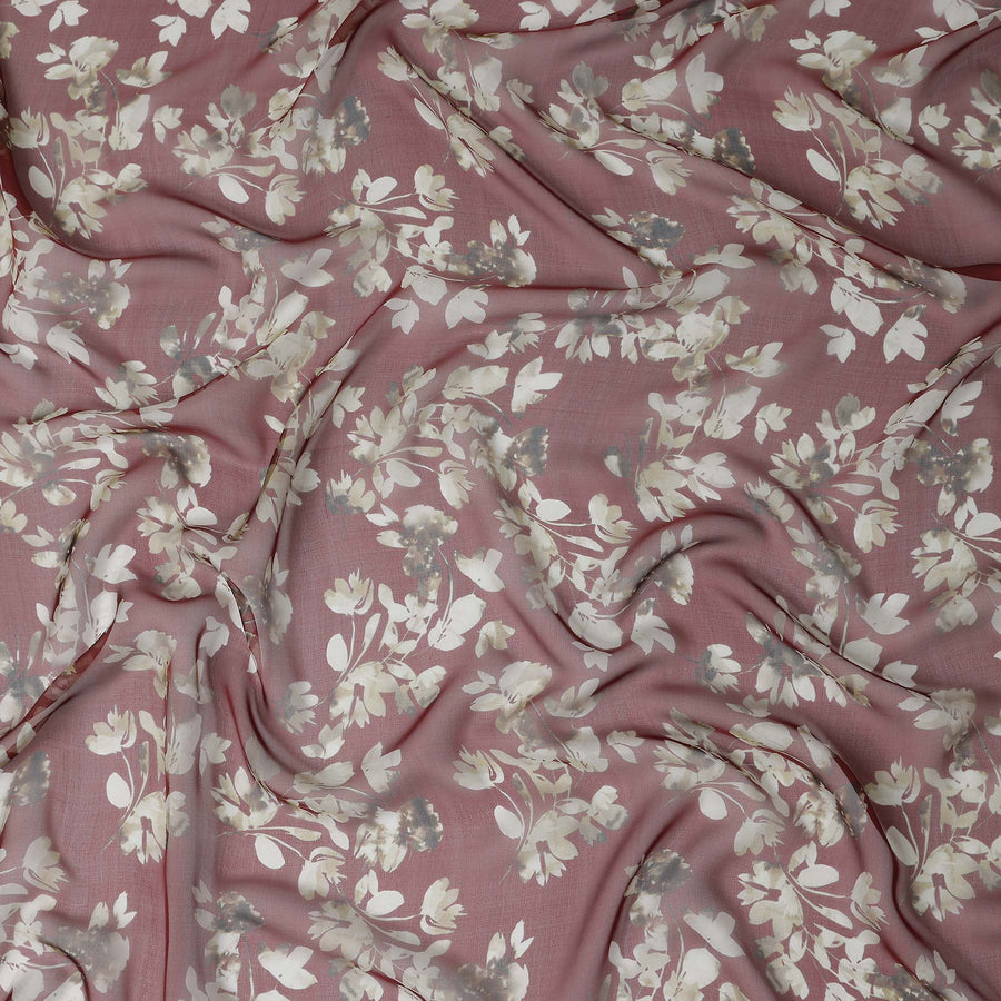 Mauve Pink Floral Silk Garbasaar 110cm Korea
