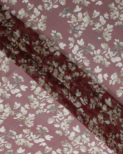 Mauve Pink Floral Silk Garbasaar 110cm Korea