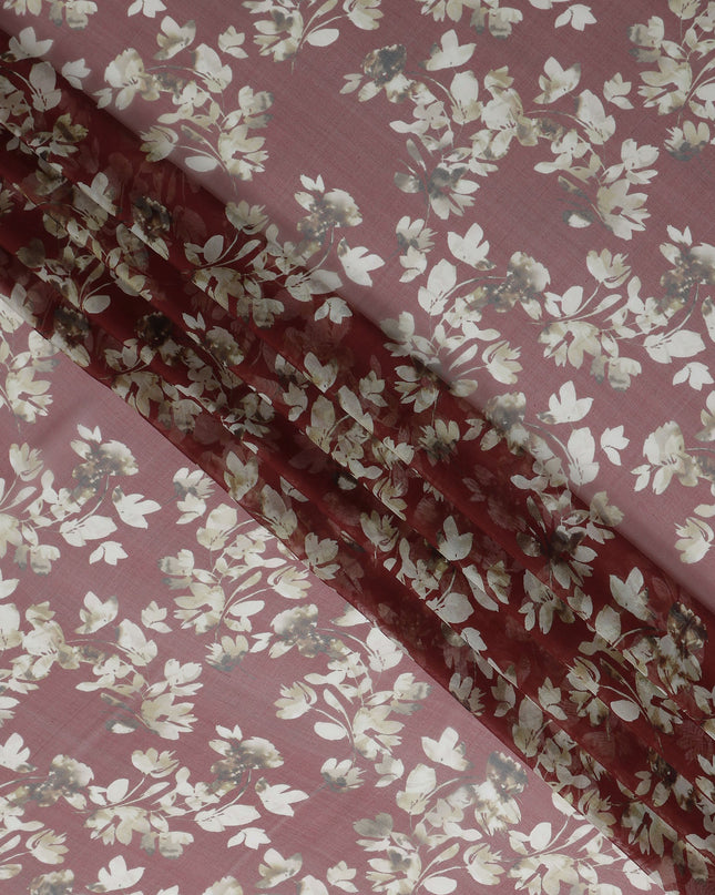 Mauve Pink Floral Silk Garbasaar 110cm Korea