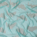 Aqua Blue Abstract Metallic Lurex Design Premium French Silk Chiffon Fabric, 110 Cms Width, Made in France-D25741
