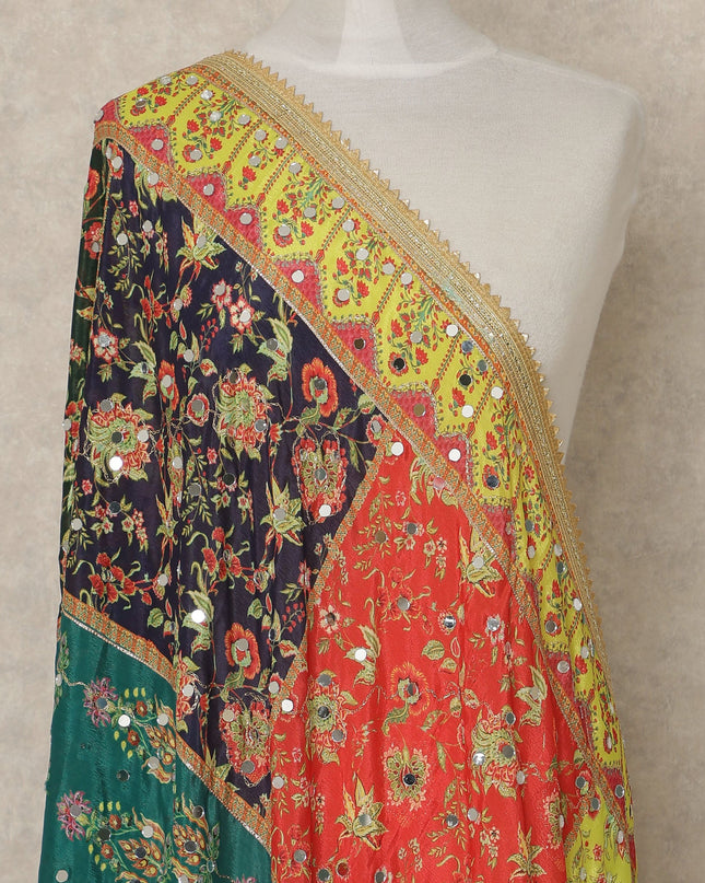 Multicolor Premium Synthetic Brocade Dupatta 225X80 CMS Width, India-D26979