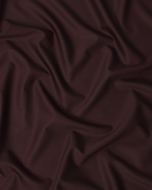 Burgundy Solid Italian Super 150's Blended Wool Suiting Fabric, 150 Cms, Italy-D24700