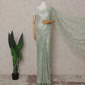 French Chantilly Lace Saree Piece - Sage Green