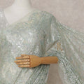 French Chantilly Lace Saree Piece - Sage Green