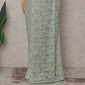 French Chantilly Lace Saree Piece - Sage Green