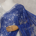 Royal Sapphire Blue French Chantilly Lace Saree Piece