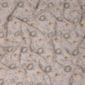 Beige Floral Embroidered Cotton Voile Fabric Soft Lightweight Breathable Multicolor Flower Embroidery Dressmaking Sewing Apparel Fabric 110 Cms Width Made In India-D28400