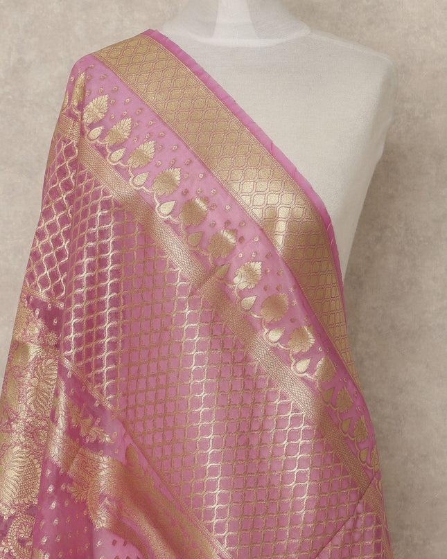 Rose Pink Premium Synthetic Organza Dupatta 225X80 CMS Width, India-D26982