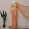 Sunset Orange French Chantilly Lace Saree