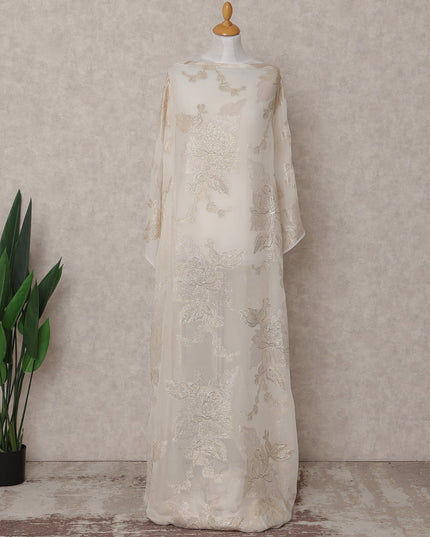 Beige Bouquet Fransawi Silk Chiffon Dirac 3.5 Meter