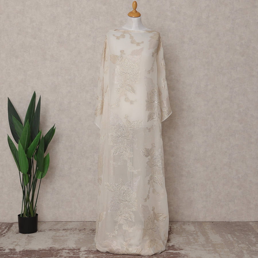 Beige Bouquet Fransawi Silk Chiffon Dirac 3.5 Meter