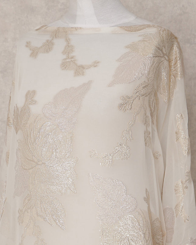 Beige Bouquet Fransawi Silk Chiffon Dirac 3.5 Meter