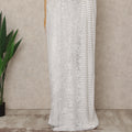 Classic White Premium French Chantilly Saree Lace with Stone Work 5.5 Mtrs Length, Width 110 Cms and Made in France-D27177