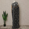 Black Silver Premium French Chantilly Saree Lace with Stone Work 5.5 Mtrs Length, Width 110 Cms and Made in France-D27181