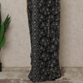 Black Silver Premium French Chantilly Saree Lace with Stone Work 5.5 Mtrs Length, Width 110 Cms and Made in France-D27181