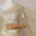 French Chantilly Lace Saree Piece - Antique Gold