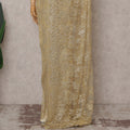 French Chantilly Lace Saree Piece - Antique Gold