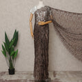 Coffee Brown Premium French 2Tone Chantilly Lace Saree with Stone Work, Width 110 Cms, 5.5 Mtrs, France-D25584