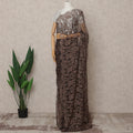 Coffee Brown Premium French 2Tone Chantilly Lace Saree with Stone Work, Width 110 Cms, 5.5 Mtrs, France-D25584