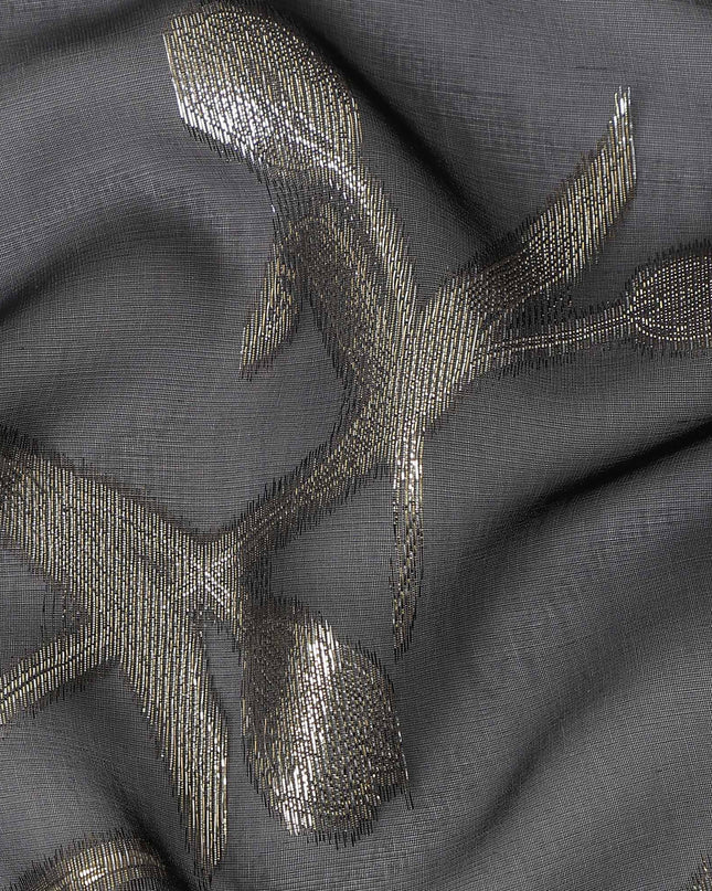 Slate Grey Floral Silk Chiffon 110cm
