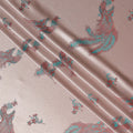 Blush Pink Peacock Motif Printed Premium Pure Silk Satin Fabric, 110 Cms, China-D27073