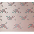 Blush Pink Peacock Motif Printed Premium Pure Silk Satin Fabric, 110 Cms, China-D27073
