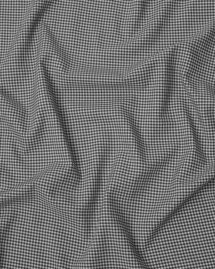 Black and White Gingham Check Italian Blended Cotton Shirting Fabric, 150 Cms, Italy-D24942