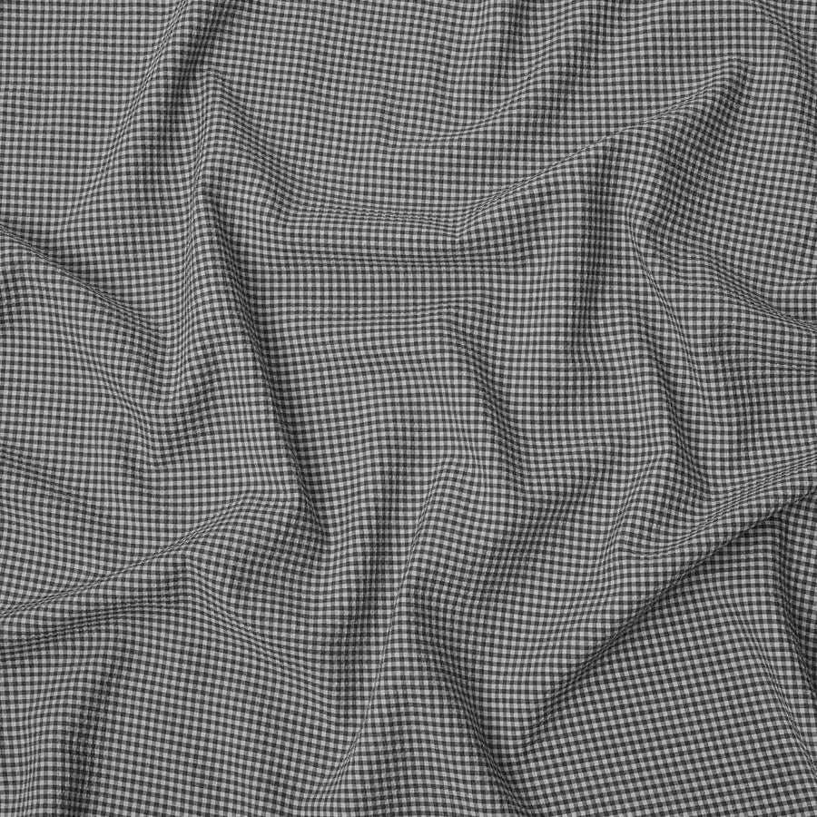 Black and White Gingham Check Italian Blended Cotton Shirting Fabric, 150 Cms, Italy-D24942