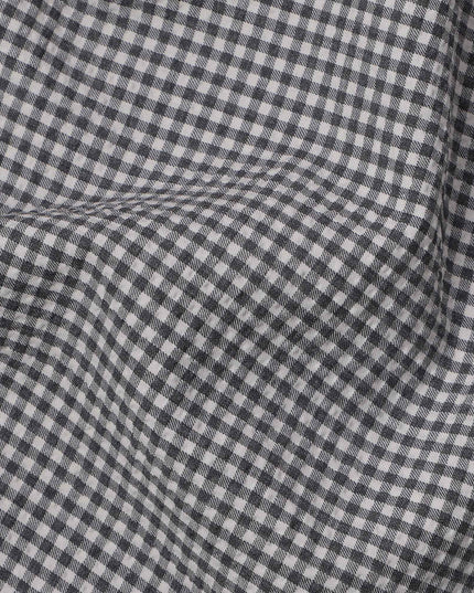 Black and White Gingham Check Italian Blended Cotton Shirting Fabric, 150 Cms, Italy-D24942