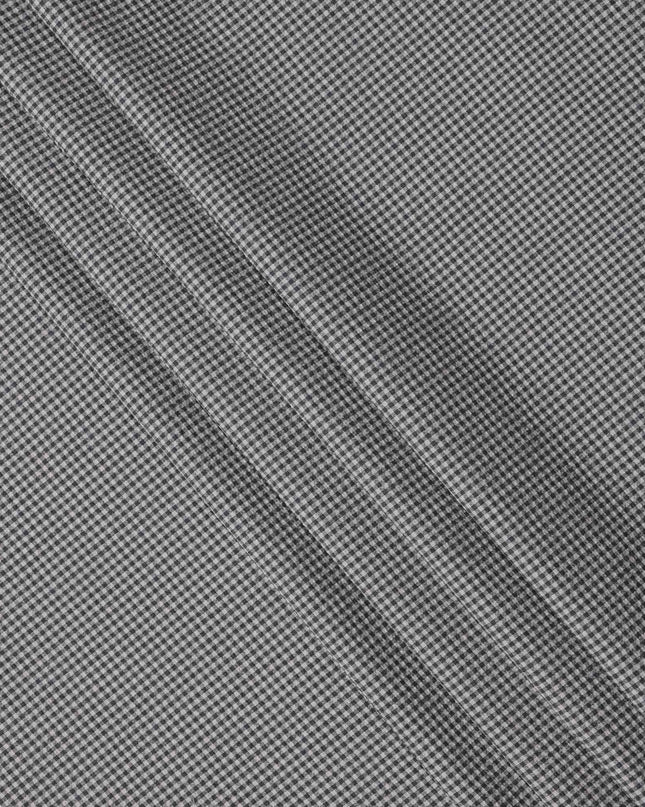 White Grey with Plaid Design Premium Italian Pure Linen Fabric, 150 Cms, Italy-D25409