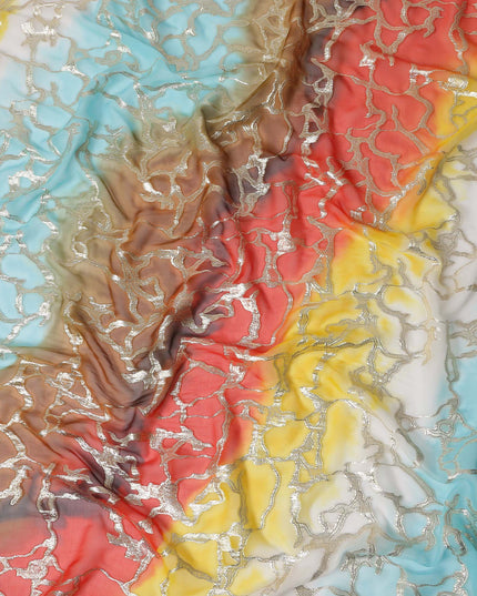 Multicolor Crack Silk Chiffon Garbasaar 2 Meter Piece