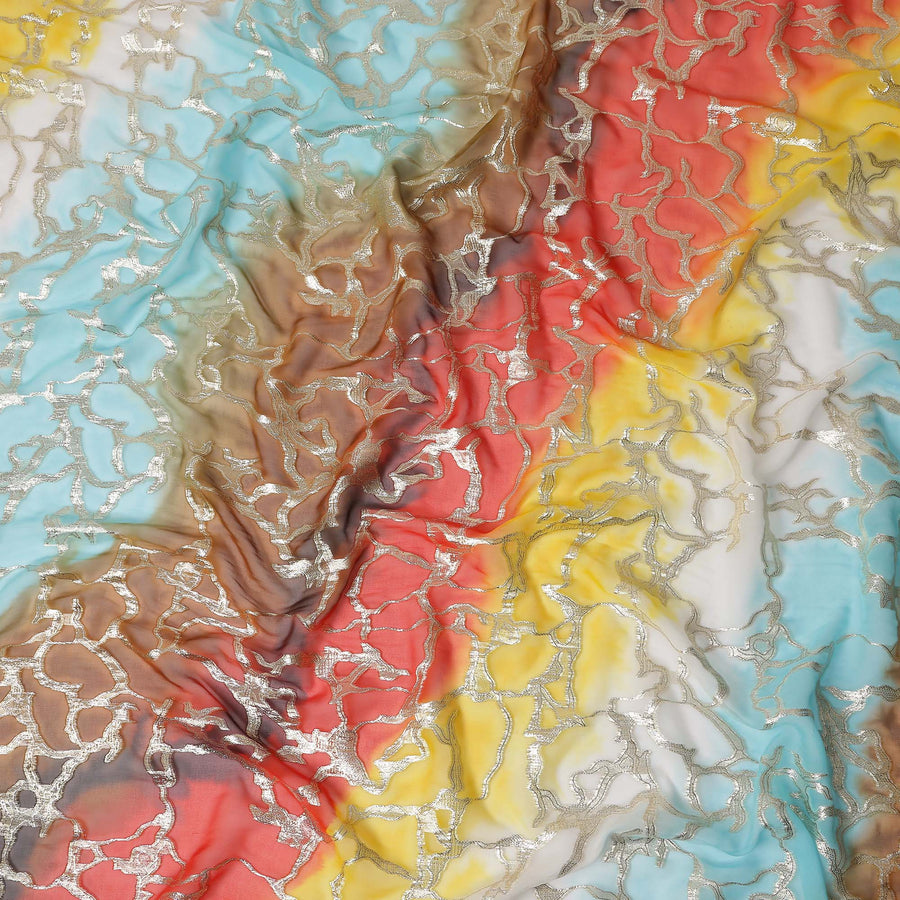 Multicolor Crack Silk Chiffon Garbasaar 2 Meter Piece