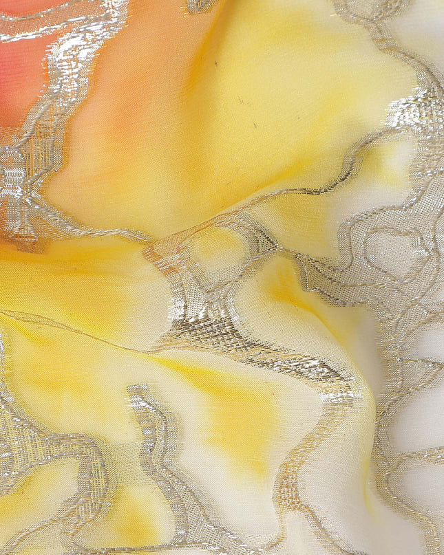 Multicolor Crack Silk Chiffon Garbasaar 2 Meter Piece