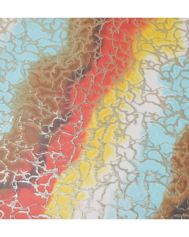 Multicolor Crack Silk Chiffon Garbasaar 2 Meter Piece