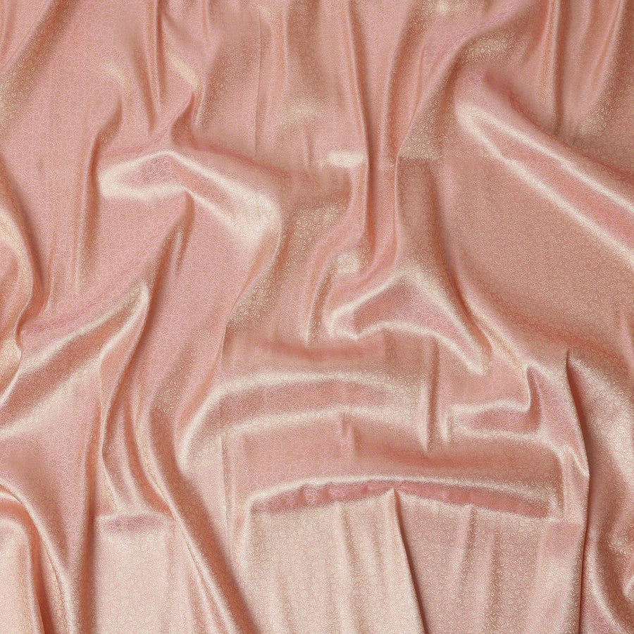 Rose Pink Self Design Synthetic Brocade Fabric 110cm