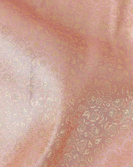 Rose Pink Self Design Synthetic Brocade Fabric 110cm