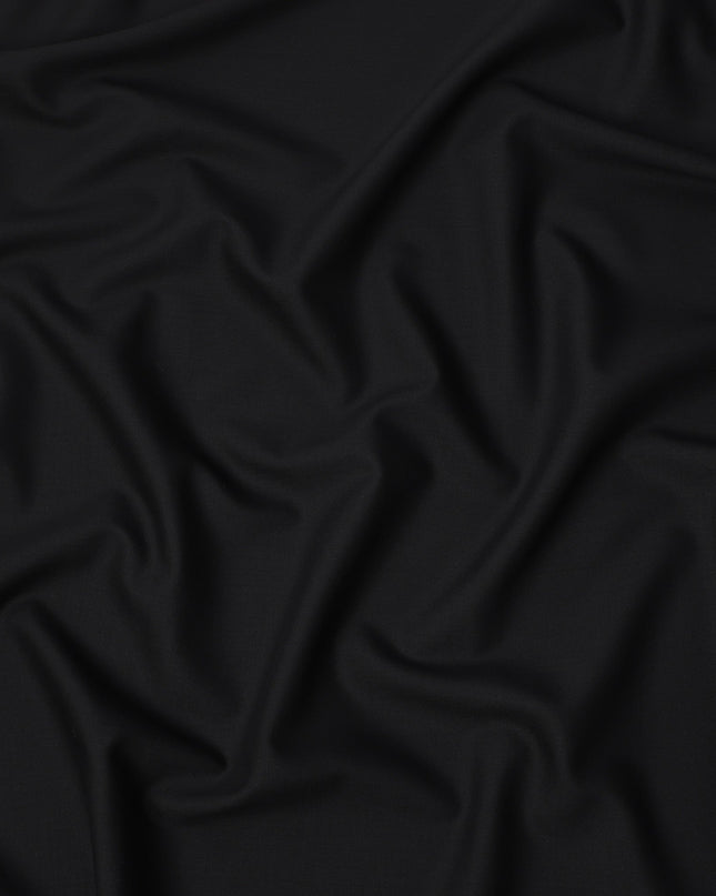 Pure Black Solid Premium Super 130's All Wool Suiting Fabric 150 Cms Width 4.0 Mtrs Italy-D24958 Regal Fabrics